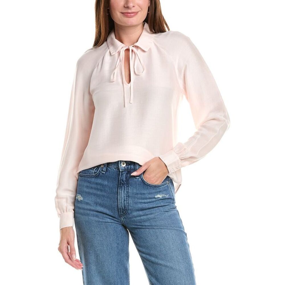 Bella Dahl Womens Long Sleeve Raglan Silk-Blend Pullover